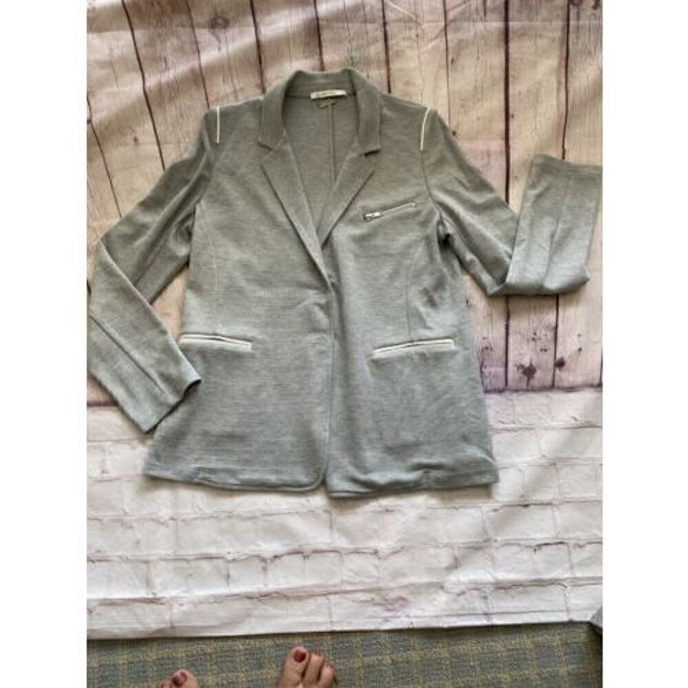 AMS PURE GRAY BLAZER WHITE TRIM SIZE 12